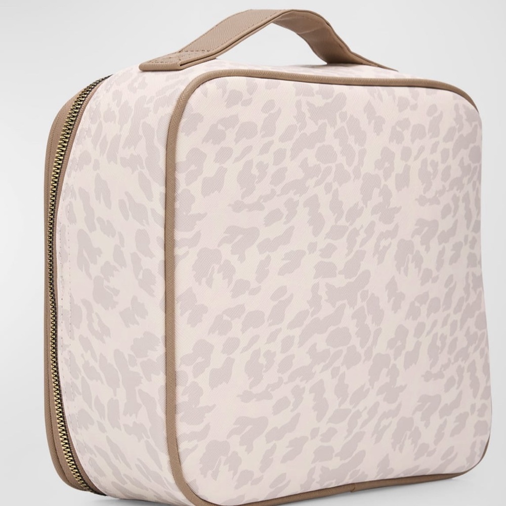Neiman Marcus Makeup travel case with mirror neutral leopard